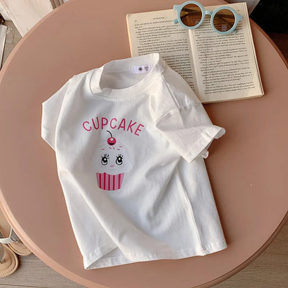 Ropa para niños, camisetas para niños y niñas, ropa para niños, camisetas de dibujos animados, ropa para bebés, camisetas de algodón con estampado de verano.