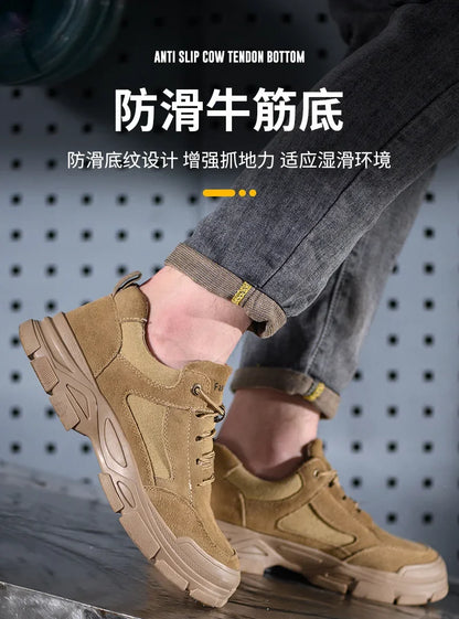 Calzado de seguridad laboral para hombre: transpirable, apto para todas las estaciones, resistente a impactos y perforaciones, y con protección contra el desgaste.