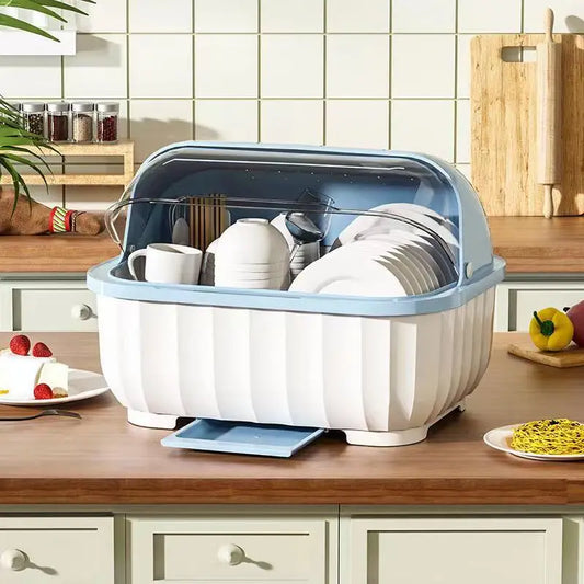 Escurridor de platos de cocina con bandeja de goteo extraíble, soporte para secar utensilios, escurridor de platos, organizador de platos para cocina