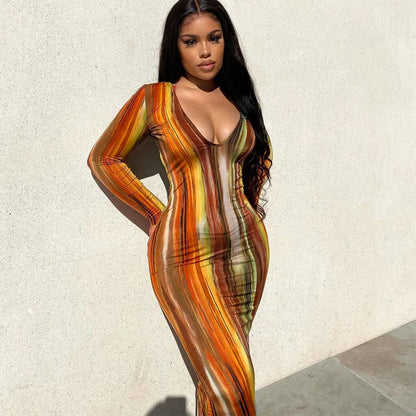 Sexy Print Maxi Dresses Ladies Elegant Bodycon Women Dress Vintage Robe Femme Party Bandage Long Dress Woman Clothes Vestidos