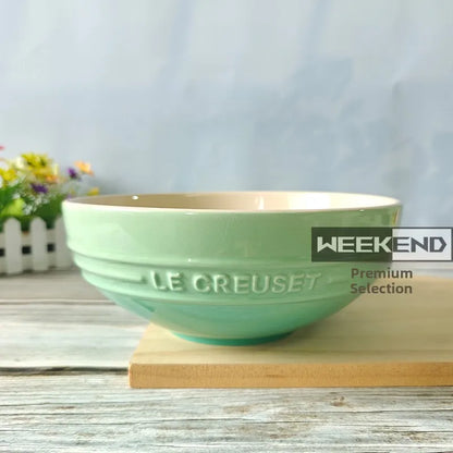 Cuenco de porcelana esmaltada de colores fríos Le Creuset, cuenco de arroz, cuenco para sopa con cara de arcoíris, cuenco francés con diseño de mono redondo para uso doméstico