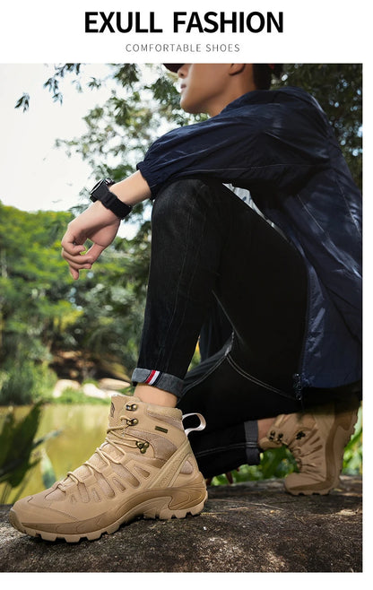 Botas de senderismo para hombre, botas tácticas de combate para el desierto, zapatos de invierno para hombre, botines de desierto para hombre, zapatos de seguridad para el trabajo, talla grande 39-46