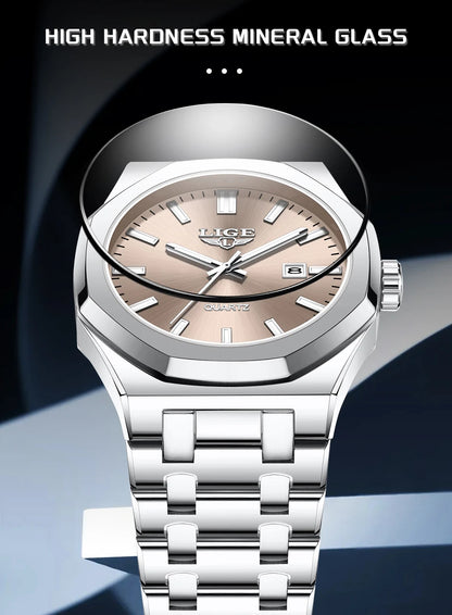 Reloj para hombre LIGE, resistente al agua, de acero inoxidable, luminoso, de negocios, de cuarzo, de moda, con calendario