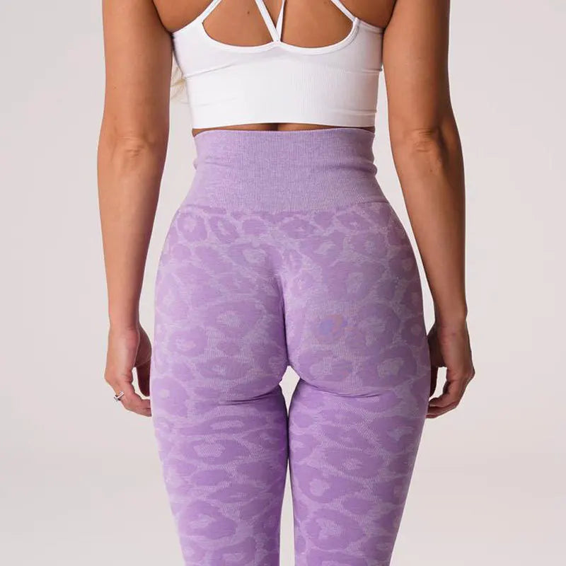 Pantalones de yoga de nueve puntos con estampado de leopardo y copos de nieve, leggings para mujer, pantalones deportivos de cintura sin costuras con estampado animal, ropa de mujer