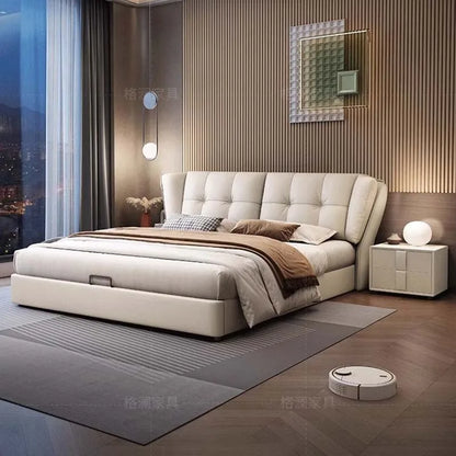 Cama minimalista europea con almacenamiento de madera, moderna y multifuncional, tamaño king, para sala de estar, de lujo, decoración de habitación
