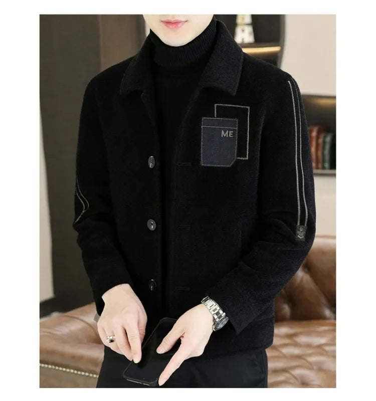 Chaqueta corta de lana Maxbarley para hombre, estilo otoño/invierno, abrigo de trabajo, estilo coreano casual, grueso, moderno y cálido.