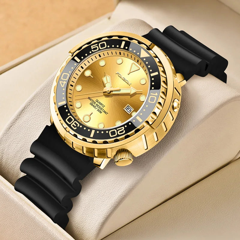 Relojes de pulsera de cuarzo para hombre FOXBOX Fashion, marca superior, lujo, silicona, militar, impermeable, casual, deportivo, con cronógrafo y fecha.
