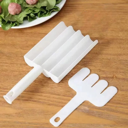 Molde de acero inoxidable para hacer albóndigas, ideal para preparar fácilmente albóndigas caseras, ensaladas y sándwiches, perfecto para cocinar en familia.