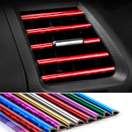 10 tiras decorativas suaves para salida de aire acondicionado de coche, accesorios para rejilla interior de coche, tira decorativa universal en forma de U.