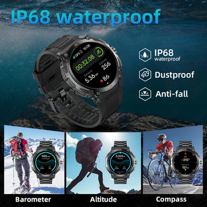 LIGE - Nuevo reloj inteligente con GPS para hombre, llamadas Bluetooth, batería grande de 400 mAh, pantalla AMOLED de 1,43 pulgadas, voz IA, IP68, resistente al agua