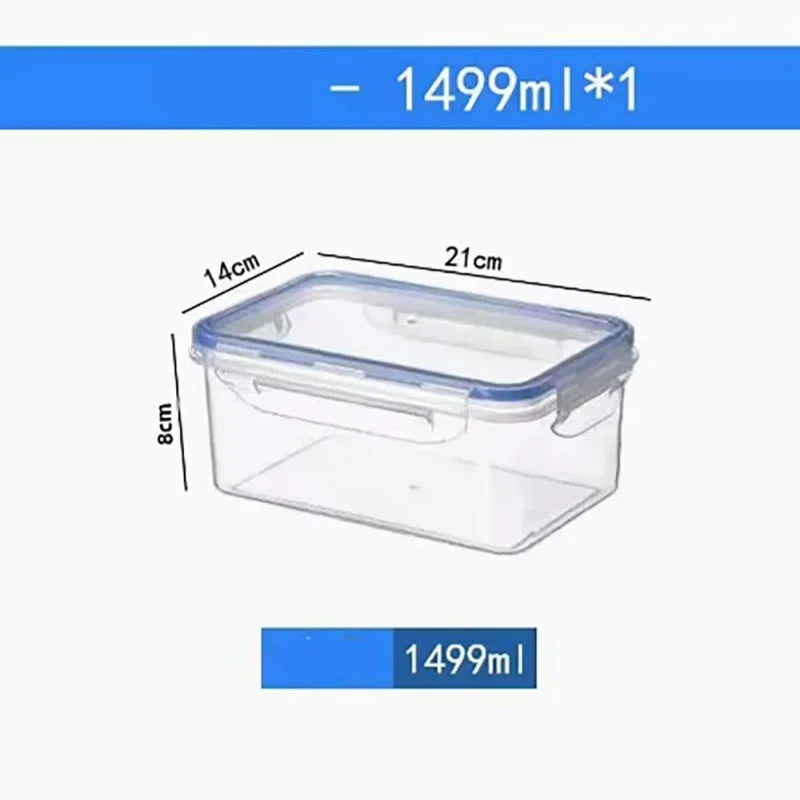 Fiambrera rectangular sellada para refrigerador, de 4 tamaños, con tapa, de plástico, apta para microondas.