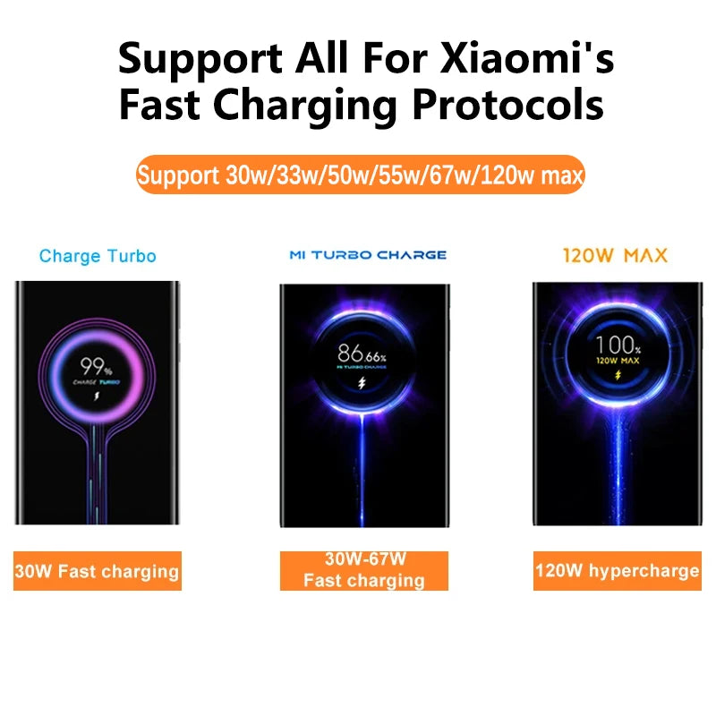 Cable de carga rápida Turbo original Xiaomi 6A 120W 67W USB Tipo C para Mi 15, 14T Ultra, Redmi Note 14, 13 Pro Plus, K80, Poco F5