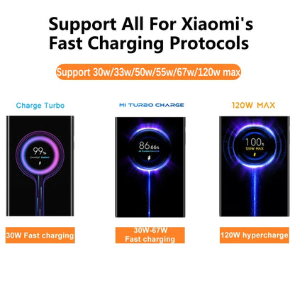 Cable de carga rápida Turbo original Xiaomi 6A 120W 67W USB Tipo C para Mi 15, 14T Ultra, Redmi Note 14, 13 Pro Plus, K80, Poco F5