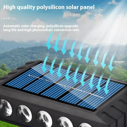 Lámpara de pared solar de 4/6/8/10 LED, luz decorativa para exteriores, impermeable, con iluminación de arriba y abajo, para jardín y paisaje.