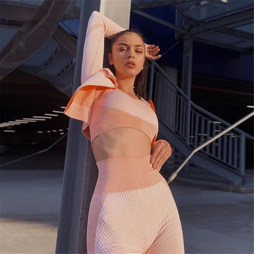 Conjunto de 3 piezas de yoga sin costuras, chaleco deportivo de fitness, pantalones de cintura alta que levantan la cadera, ropa de entrenamiento, conjunto de leggings de gimnasio para mujer