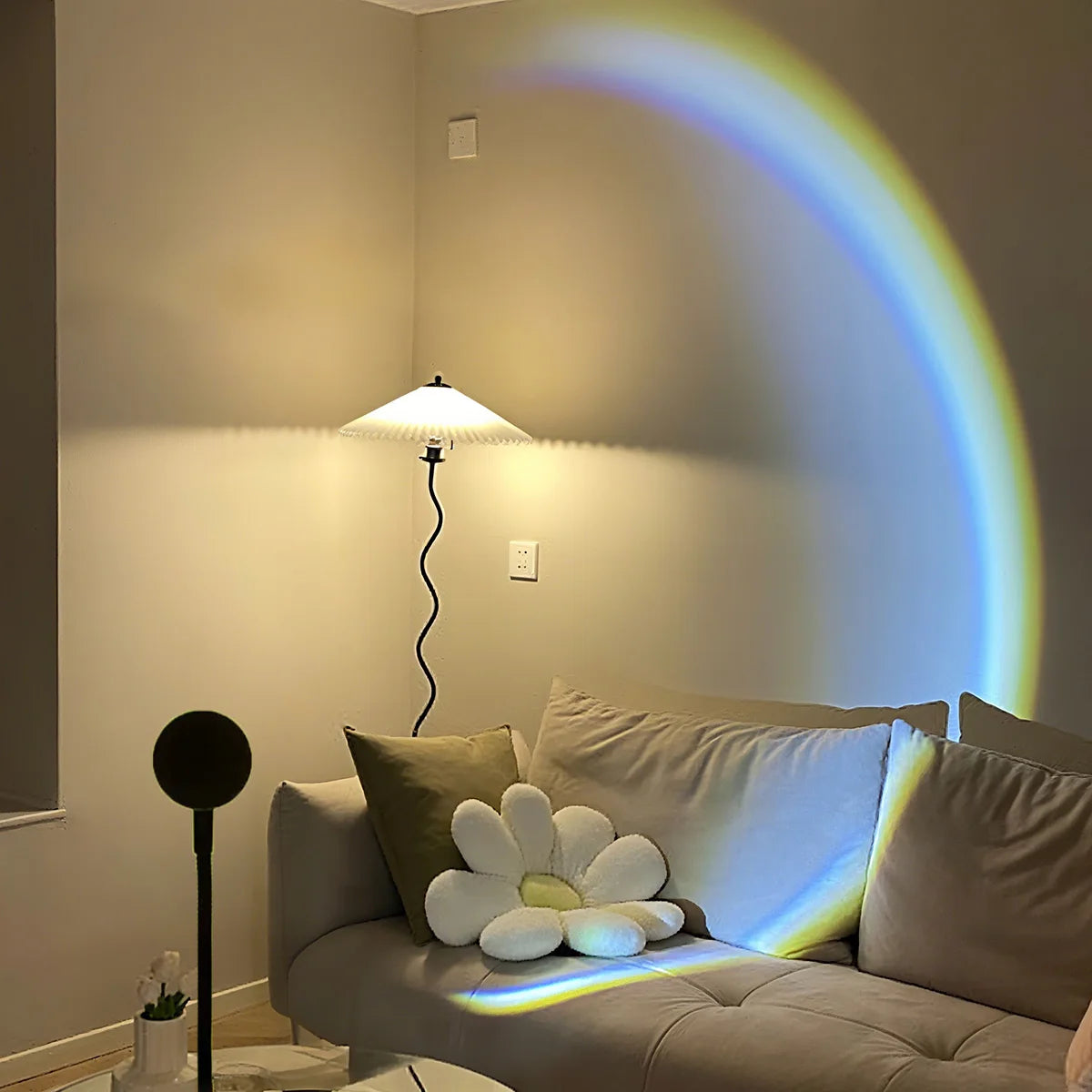 Lámpara de proyección LED de atardecer con arcoíris, luz nocturna de ambiente, luz de relleno para fotografía, artefacto creativo para decoración de habitación, regalo