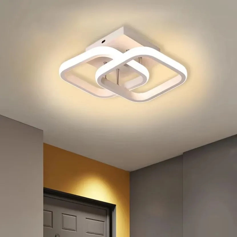 Lámpara de techo moderna de metal negro, araña de techo con luz tricolor para sala de estar, pasillo, balcón, decoración del hogar