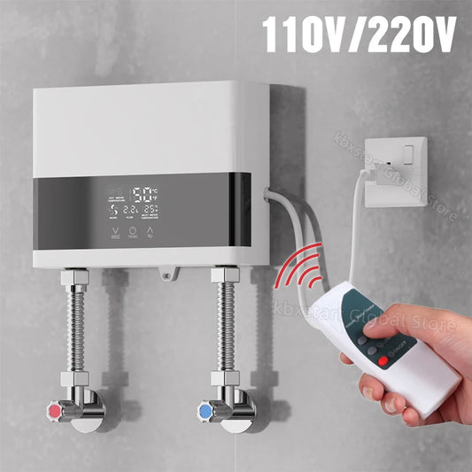 Calentador de agua instantáneo de 110 V/220 V para baño y cocina. Calentador eléctrico de pared con pantalla LCD y control remoto.