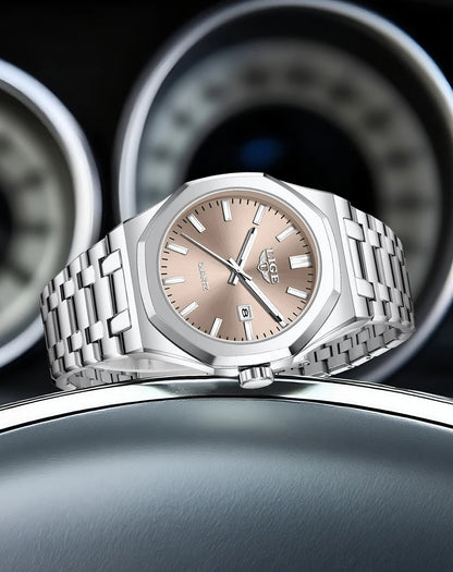Reloj para hombre LIGE, resistente al agua, de acero inoxidable, luminoso, de negocios, de cuarzo, de moda, con calendario