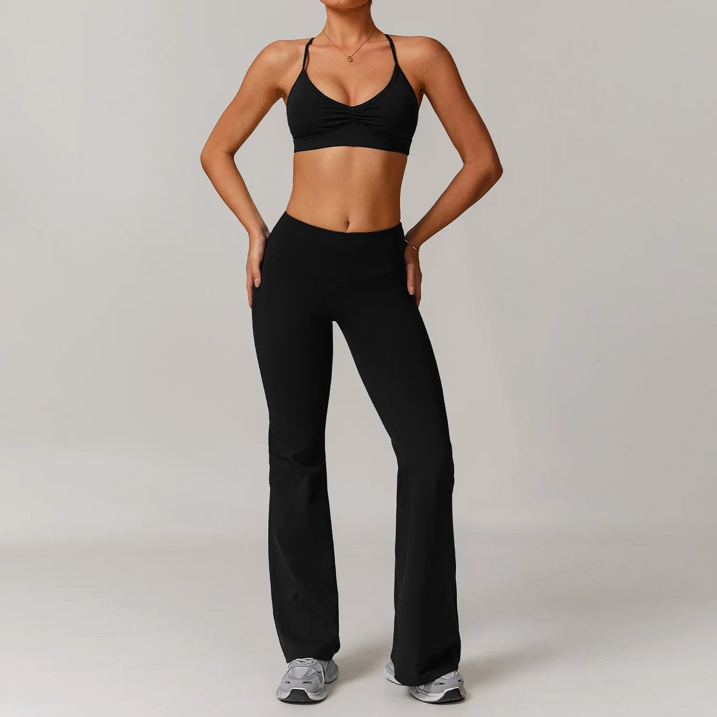 Women's Tracksuit 2PCS Yoga Sets Sportswear Workout Fitness Long Sleeved Sports Bra High Waist Leggings Gym Clothing Sports Suit