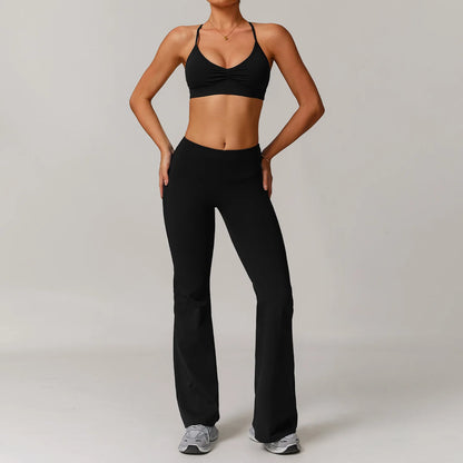 Women's Tracksuit 2PCS Yoga Sets Sportswear Workout Fitness Long Sleeved Sports Bra High Waist Leggings Gym Clothing Sports Suit