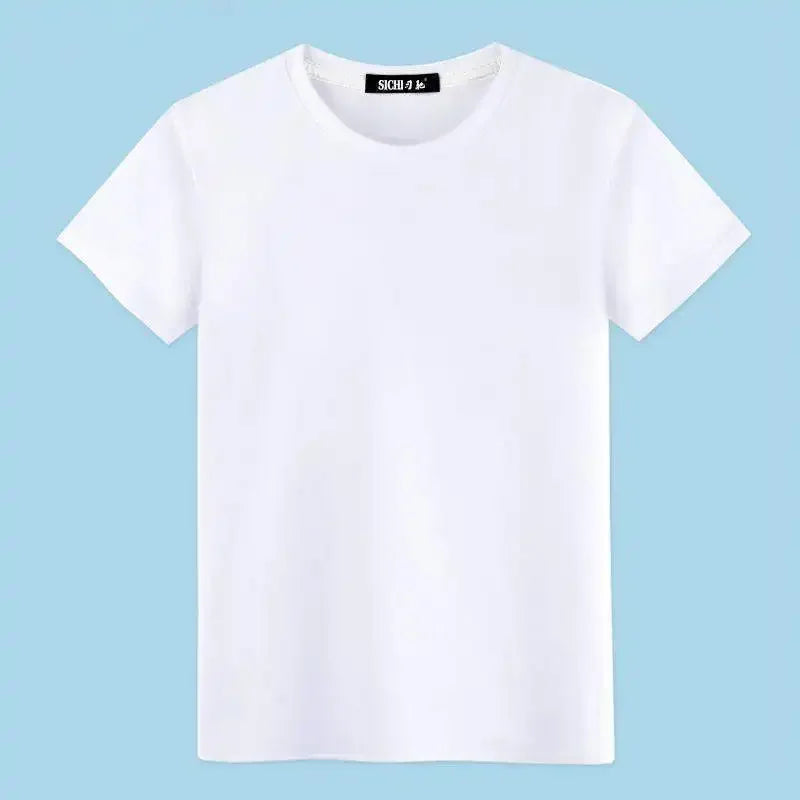 Camiseta deportiva de manga corta blanca pura para hombre, camiseta ajustada de media manga, color base negro, ropa informal de verano.