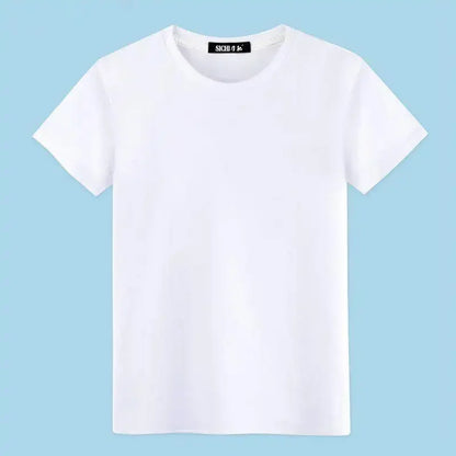 Camiseta deportiva de manga corta blanca pura para hombre, camiseta ajustada de media manga, color base negro, ropa informal de verano.