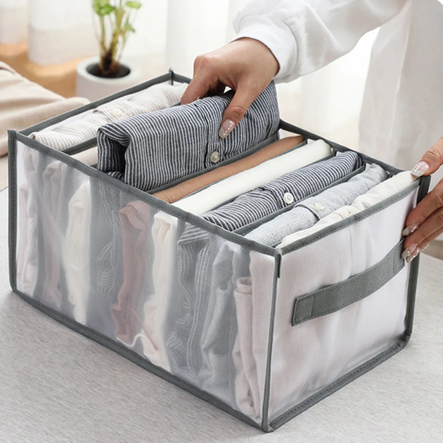 Caja de almacenamiento para organizar jeans, organizador de armario, sistema de organización de ropa, organizador de cajones, armario, organizador de almacenamiento de pantalones