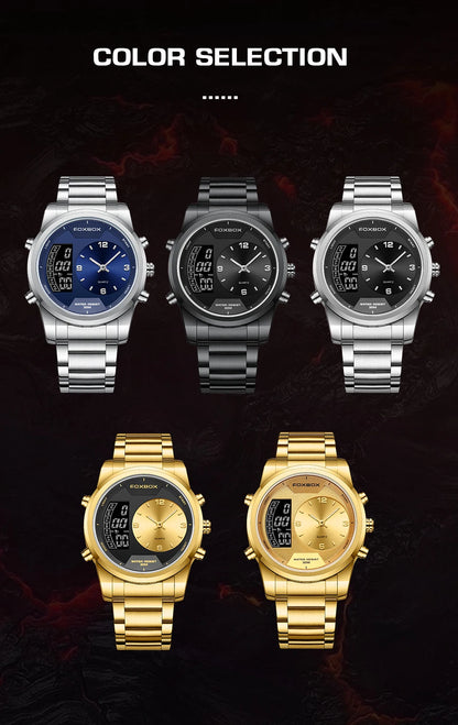 LIGE - Reloj digital de moda para hombre, deportivo, informal, resistente al agua, de cuarzo, cronógrafo de lujo, marca FOXBOX