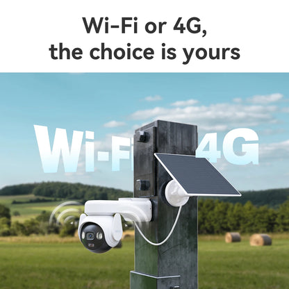 Cámara de seguridad exterior IMOU AOV PT de 5 MP con panel solar, 360°, PTZ, red wifi 4G LTE, batería de 10000 mAh, cámara IP con seguimiento automático