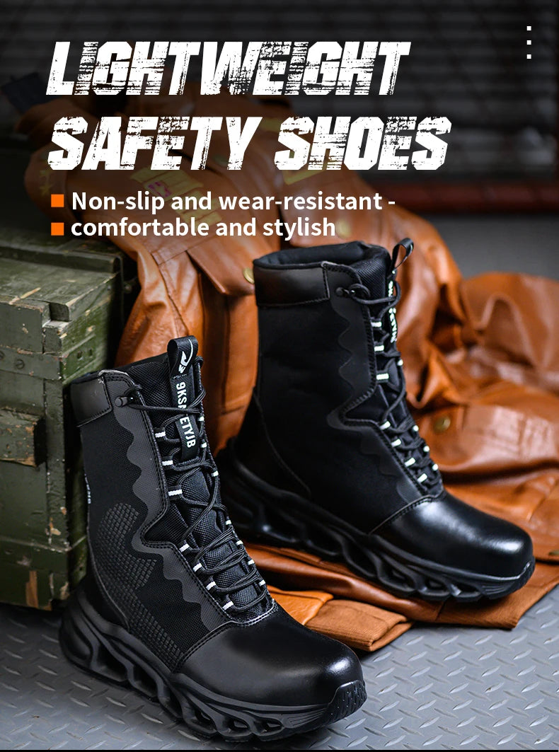 Zapatillas de trabajo con puntera de acero, zapatos de seguridad para hombre, calzado de trabajo nuevo a prueba de perforaciones, botas indestructibles, calzado de seguridad ligero.