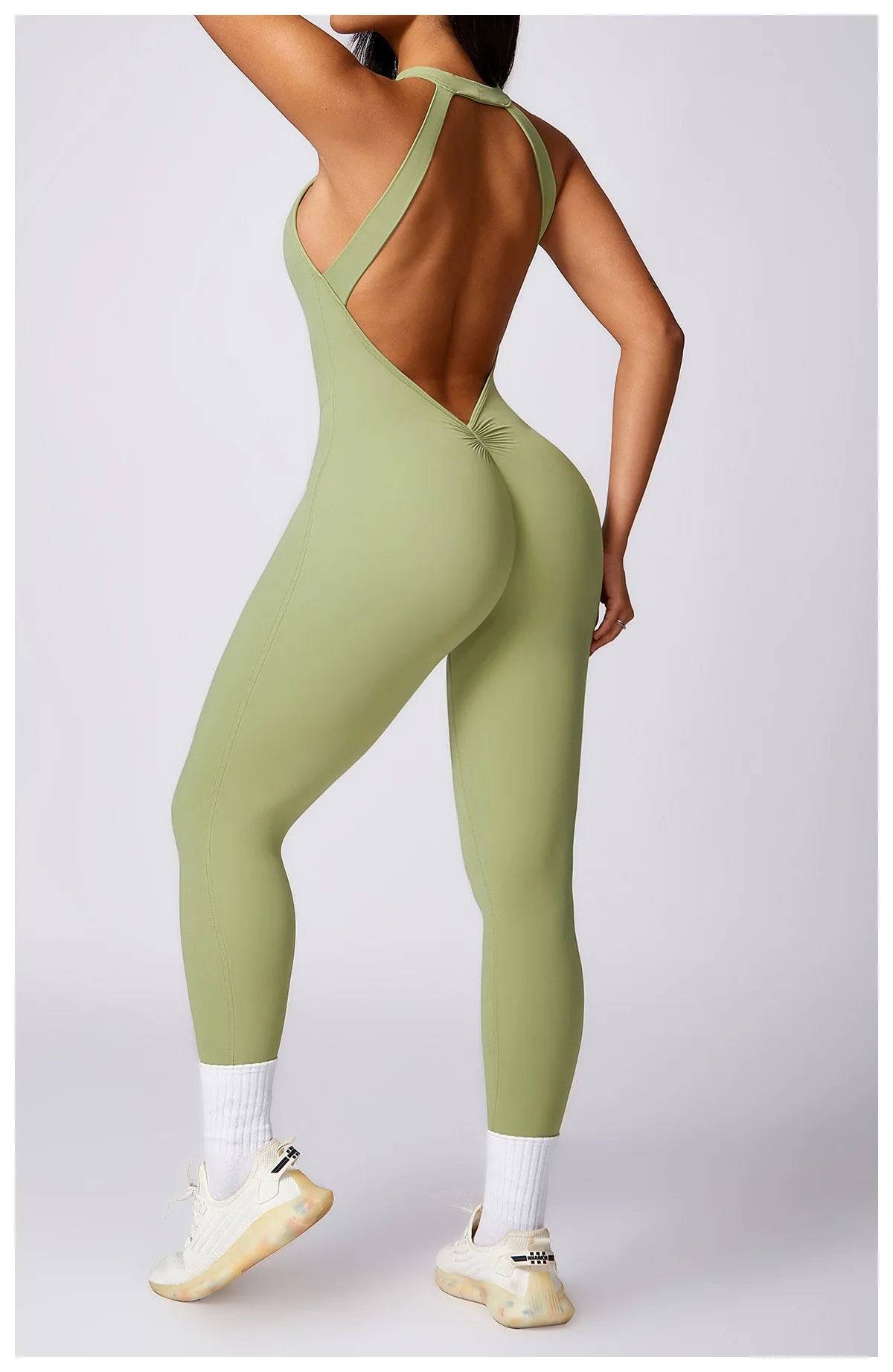 Conjunto de mono sin espalda para entrenamiento, mono de fitness, ropa deportiva siamesa para mujer, chándal, ropa de gimnasio, mono de una pieza, conjunto de yoga