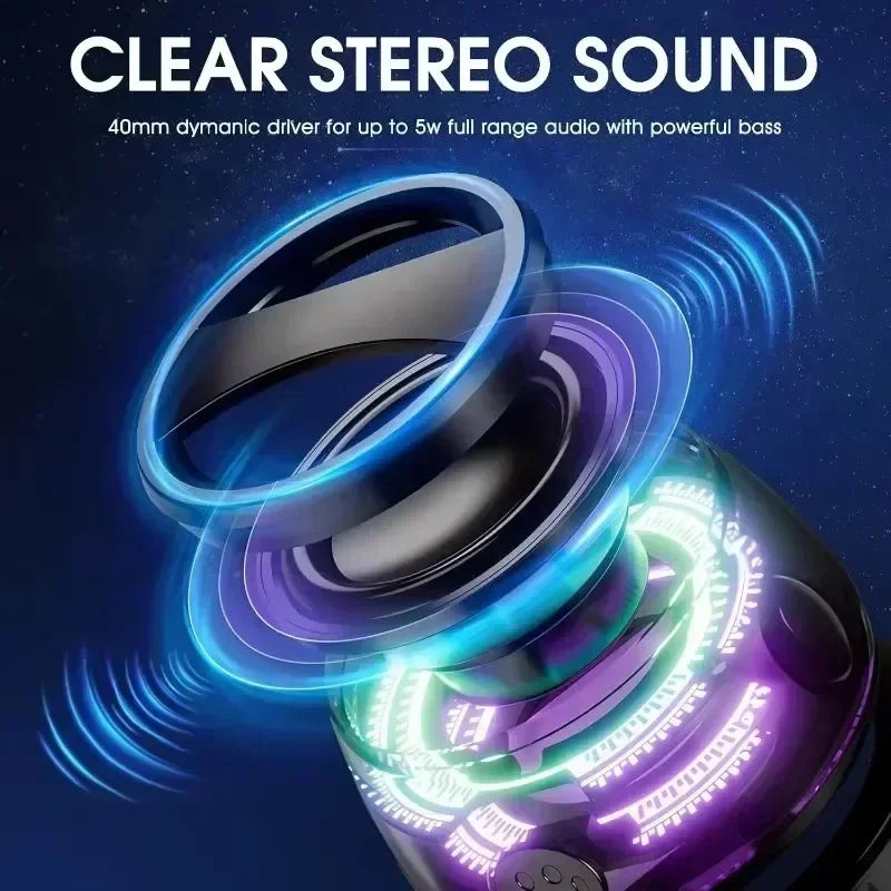 Altavoz Bluetooth magnético para exteriores, inalámbrico, portátil, minialtavoz estéreo de viaje con luz RGB y soporte para teléfono, novedad de 2025