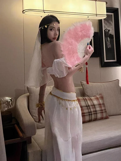 Role Playing Sexy Western Region Dancer Peacock Princess Greek Goddess Costume Hot Egyptian Indian Dancer Exotic Costume Stage
