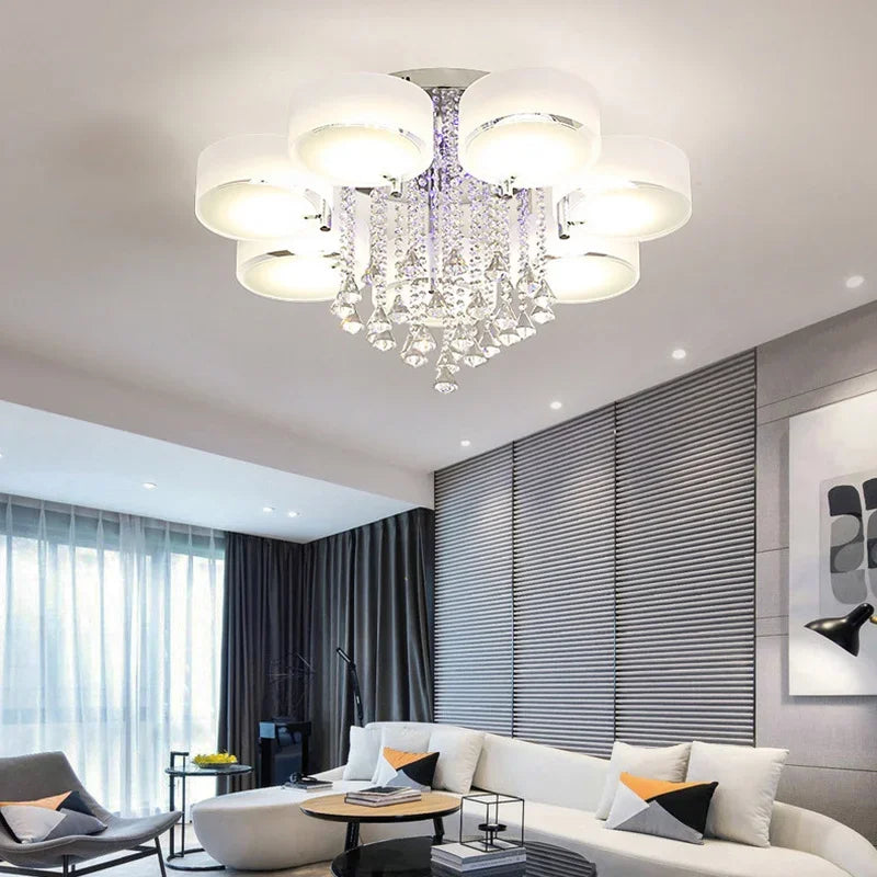 Lámpara de techo LED para sala de estar, moderna, sencilla, cálida, romántica, atmosférica, para el hogar, de cristal de bajo consumo.