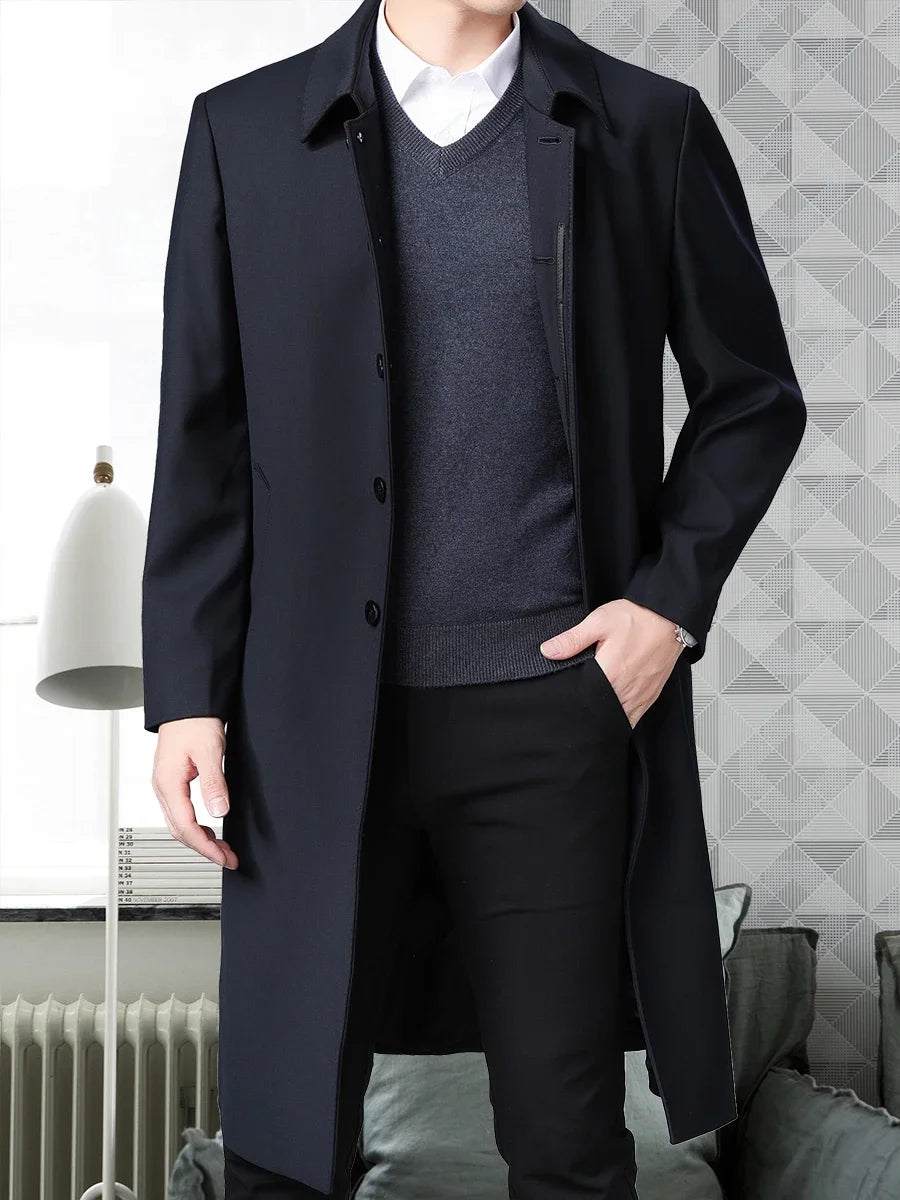 Autumn Winter Men Trench Coat Business Fashio Casual Male Jackets Slim Comfort Warm Windproof Top Trend Streetwear Outerwear New