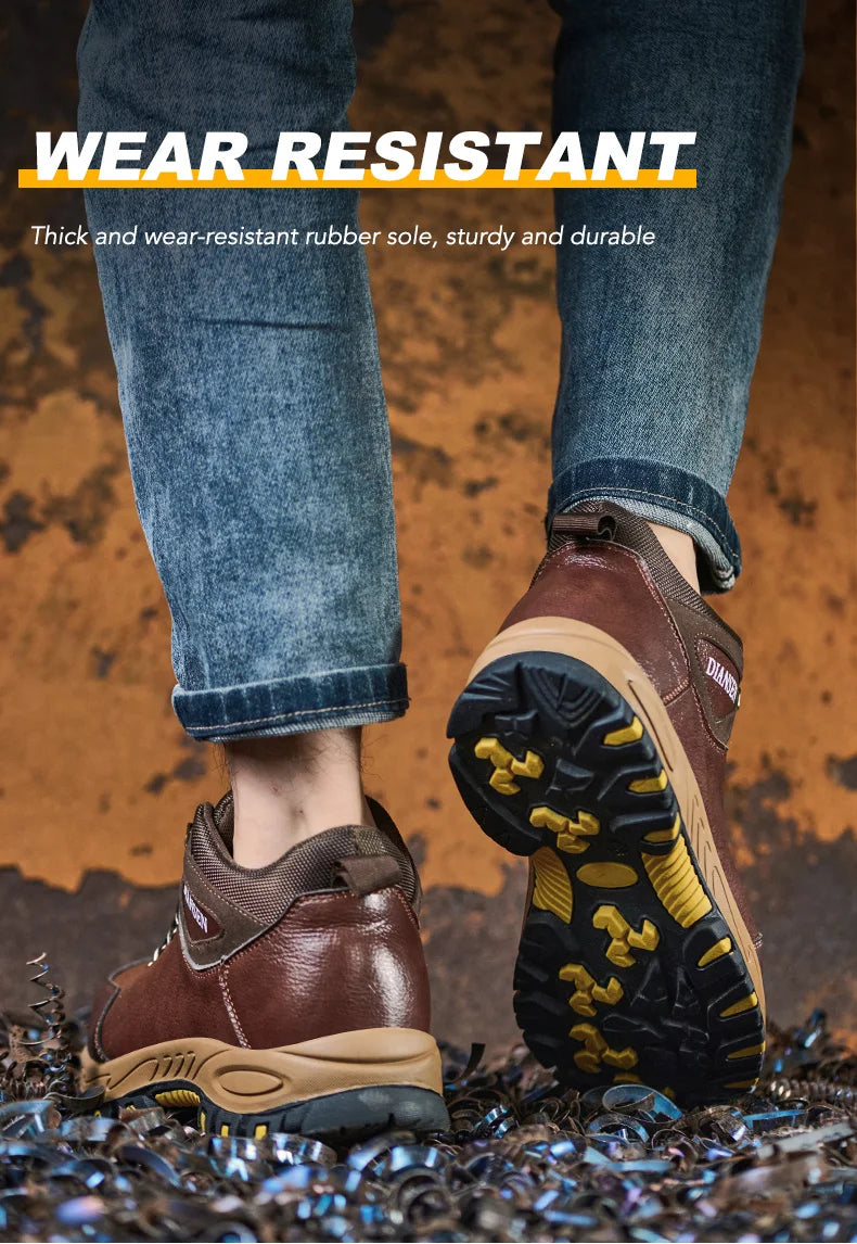 Zapatos de seguridad para hombre con botón giratorio, puntera de acero, zapatillas de trabajo indestructibles, botas de trabajo a prueba de perforaciones, calzado para hombre.