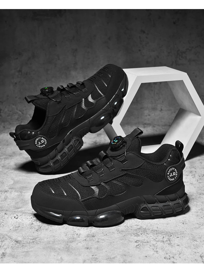 Zapatos de seguridad con puntera de acero LARNMERN para hombre y mujer, anchos, ligeros, cómodos, tipo tenis, de trabajo, coloridos.