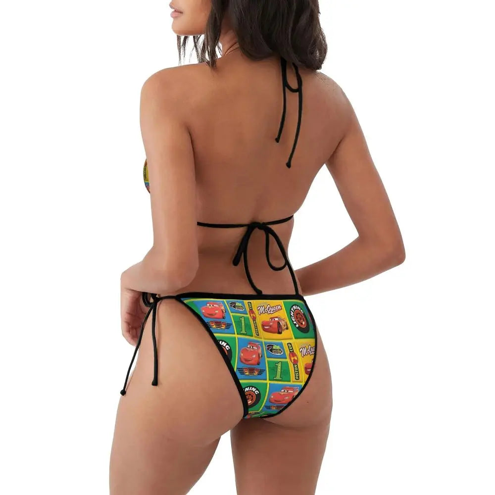 Conjunto de bikini personalizado de Rayo McQueen, traje de baño de dos piezas, bikinis de coches para mujer, conjuntos de bikini triangulares sexys para mujer, traje de baño