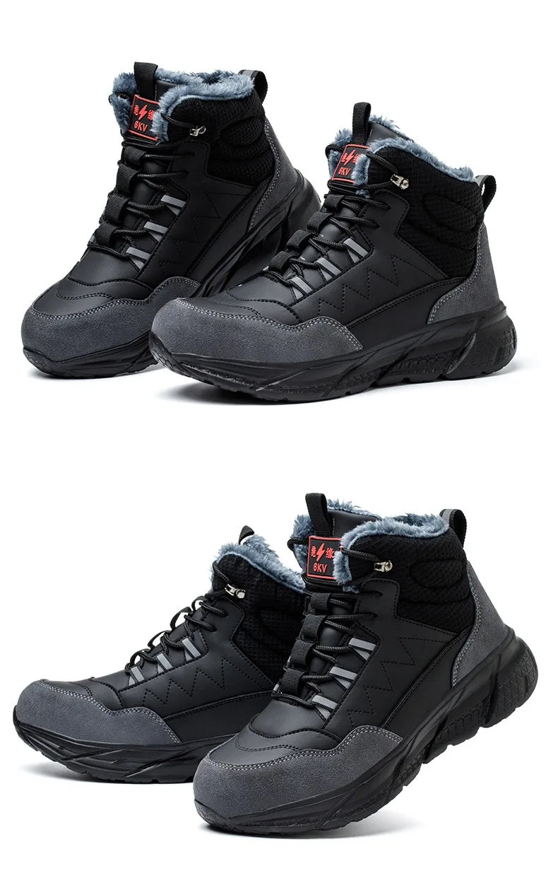 Zapatos de seguridad para electricistas, aislantes de 6 kV, antiaplastamiento y antiperforación, calzado de seguridad para hombres, para obras de construcción, zapatos de algodón.