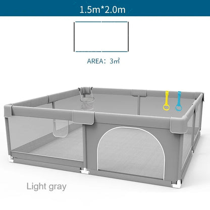Corralito para bebés IMBABY gris claro con anilla de tiro, barrera de seguridad para niños, cerca y caja de pelota para juegos.