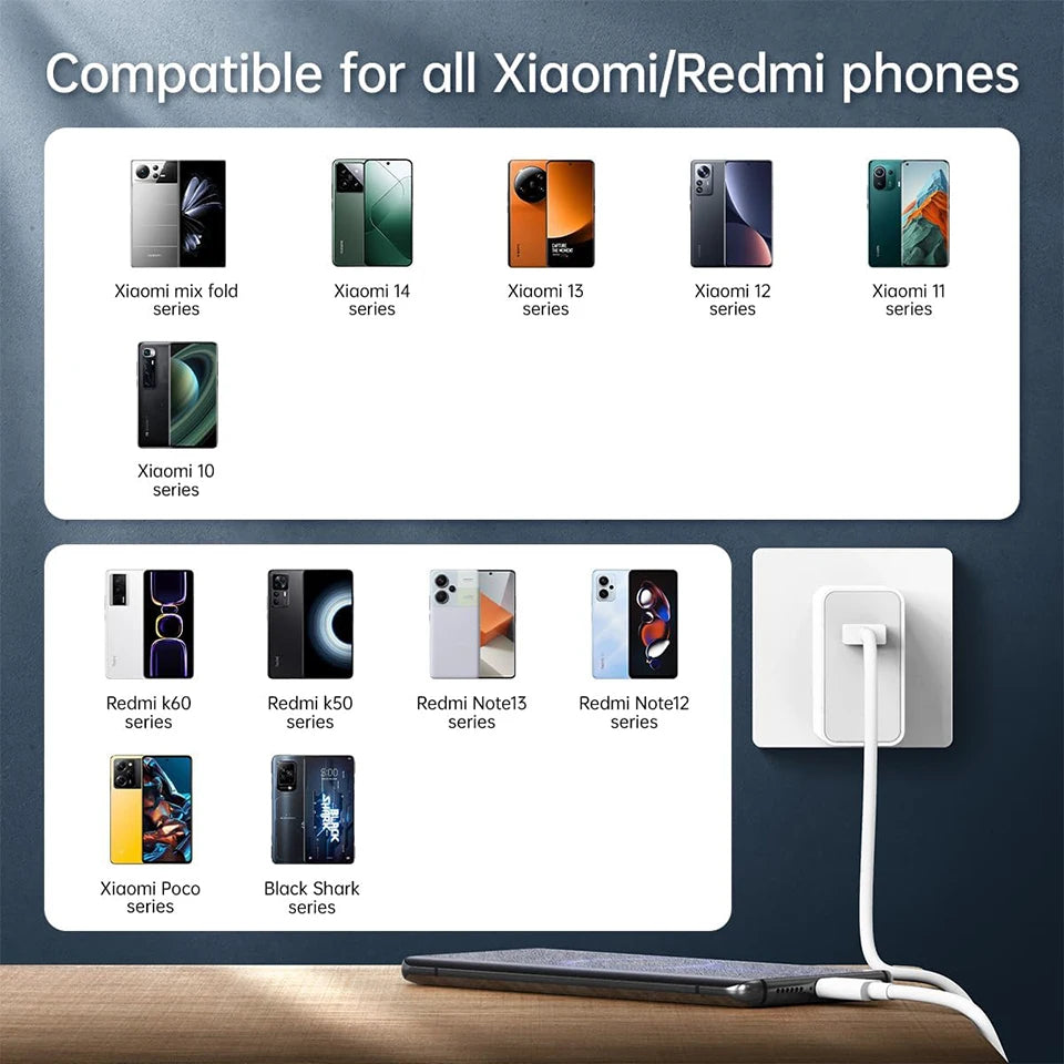 Cargador original Xiaomi de 120 W con conector tipo C y carga rápida GaN. Compatible con Xiaomi Mi 17, 14 Pro, 13t, Poco F7 Ultra, F4 GT y Redmi Note 13 Pro+.