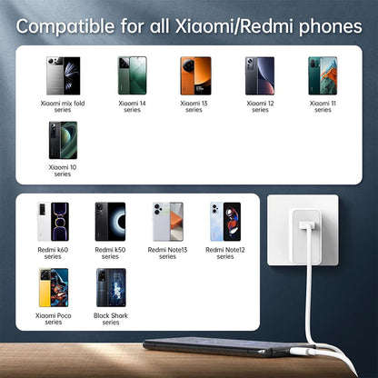 Cargador original Xiaomi de 120 W con conector tipo C y carga rápida GaN. Compatible con Xiaomi Mi 17, 14 Pro, 13t, Poco F7 Ultra, F4 GT y Redmi Note 13 Pro+.