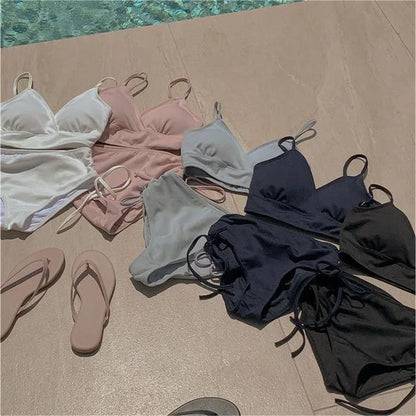 Conjunto de bikini de nailon de moda, multicolor, sexy, para mujer, estilo coreano, diseño independiente, recién llegado 2025
