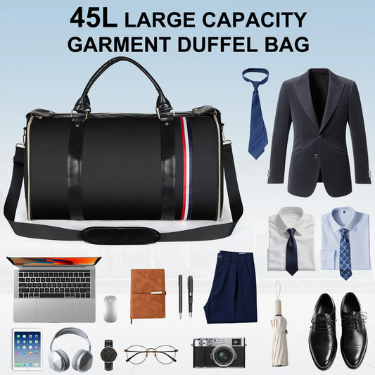 Bolsa de almacenamiento de trajes plegable de gran capacidad, impermeable, de cuero PU, con correa para el hombro, maleta de viaje para viajes de negocios.