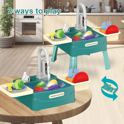 Juguetes para niños en casa, educación temprana, cocina, simulación, lavavajillas eléctrico, mesa, toma de agua, juguetes para lavar verduras