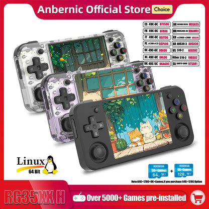 Consola portátil ANBERNIC RG35XX H para videojuegos, pantalla IPS de 3,5 pulgadas y 640 x 480, reproductor de juegos retro, 3300 mAh, más de 5000 juegos.
