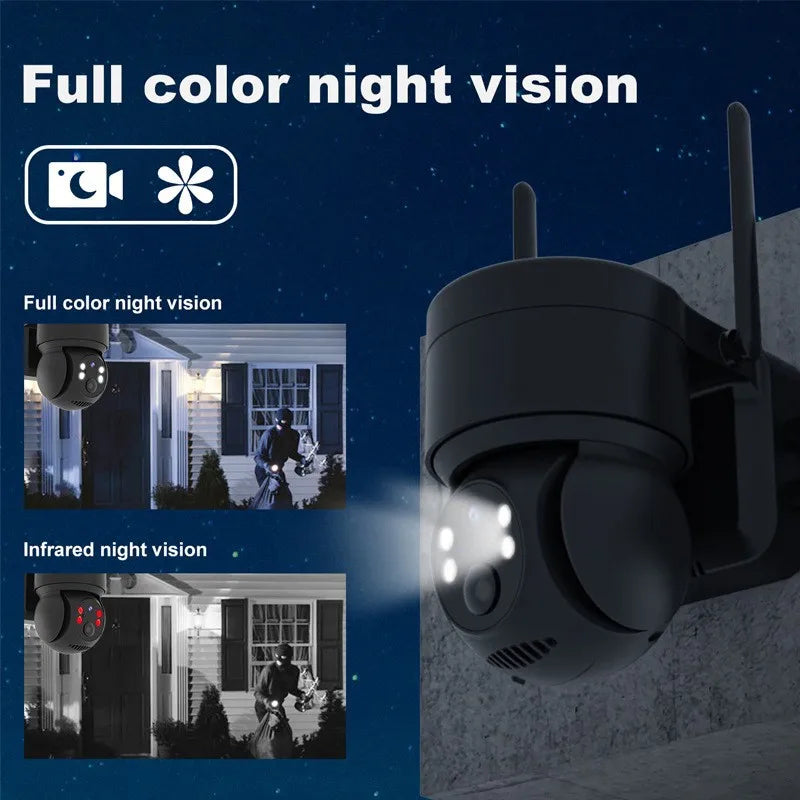 Cámara de vigilancia solar para exteriores con detección humana, visión nocturna, webcam inteligente, resistente al agua, inalámbrica, wifi, seguridad, cámara PTZ ICSEE