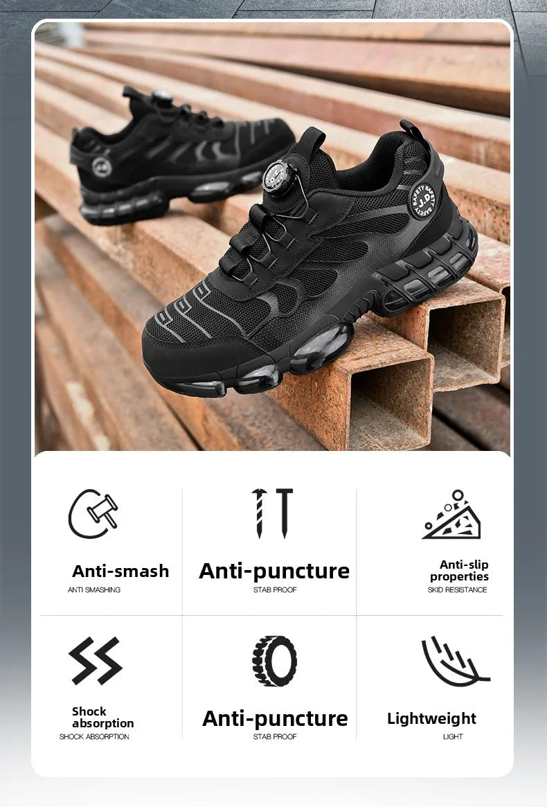 Zapatos de seguridad con puntera de acero LARNMERN para hombre y mujer, anchos, ligeros, cómodos, tipo tenis, de trabajo, coloridos.