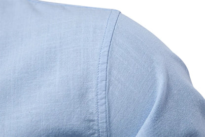 Camisa de lino 100% algodón para hombre, camisas de marca con bordado de color liso, blusas informales de manga larga de alta calidad con botones